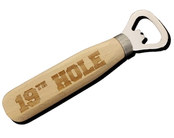 19th Hole Golf Wooden Beer Bottle Opener Golfing Fan Xmas Gift Golfer Present UK