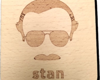 Stan Lee Marvel Superhero Inspired Slate or Beech Coaster Drinks Mat Beer Mat Fan Gift Idea Present UK (10x10x1 cm)