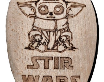 Stir Wars Star Wars Mandalorian Grogu Space Inspired Fan Wooden Baking Cooking Spoon Fan Gift Present UK