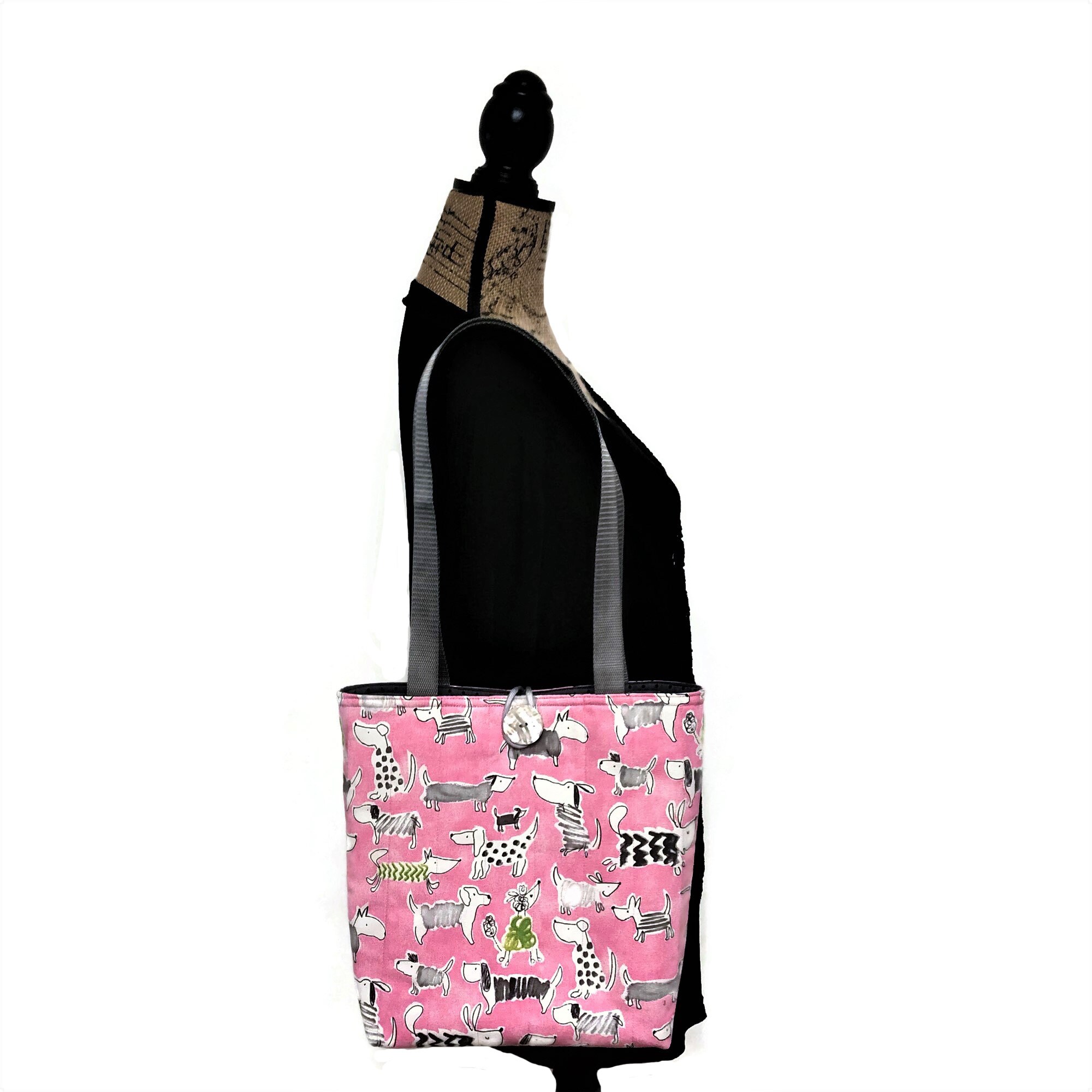 Pink cloth handbag with dogs Spring bags purses Quilted Etsy