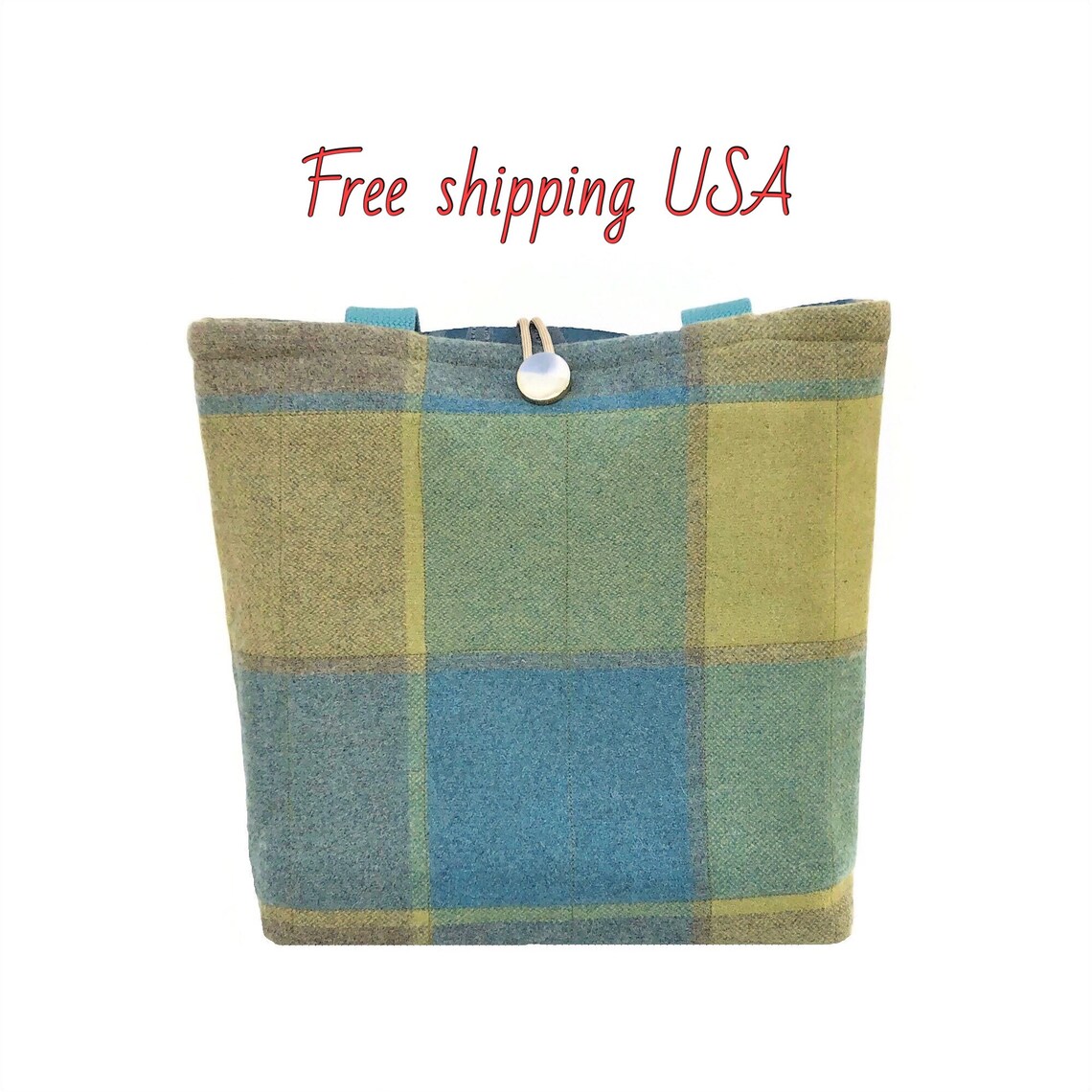 Wool plaid handbag Blue Quilted tote bag Fall Purses and Etsy
