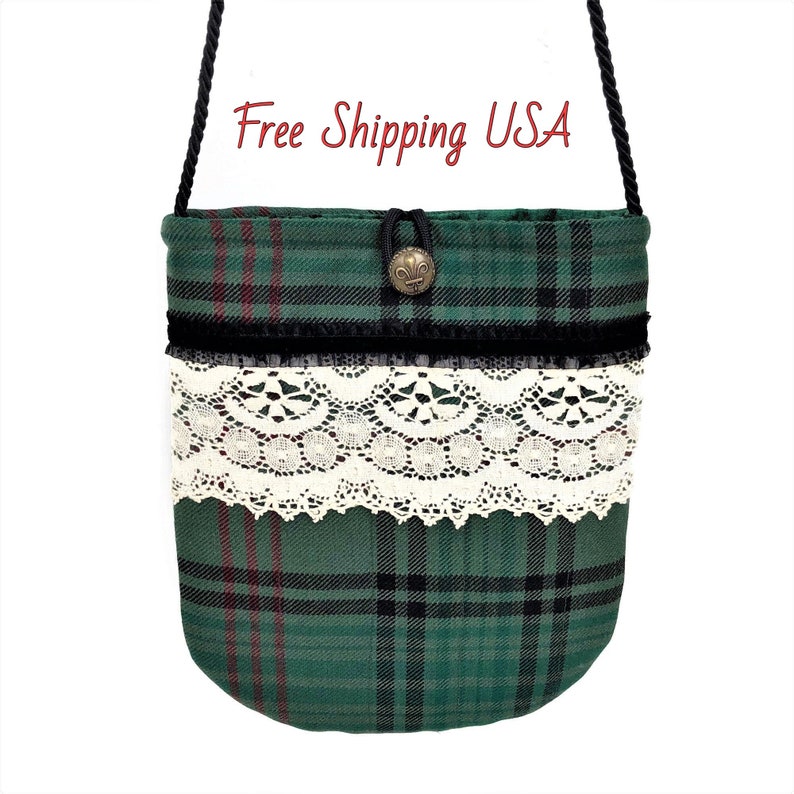 Cloth Handbags Small Purse Tartan Plaid Crossbody Bag Cloth handbags Fall bags and purses Cute Purse Romantic Scottish Wool Pouch Bag