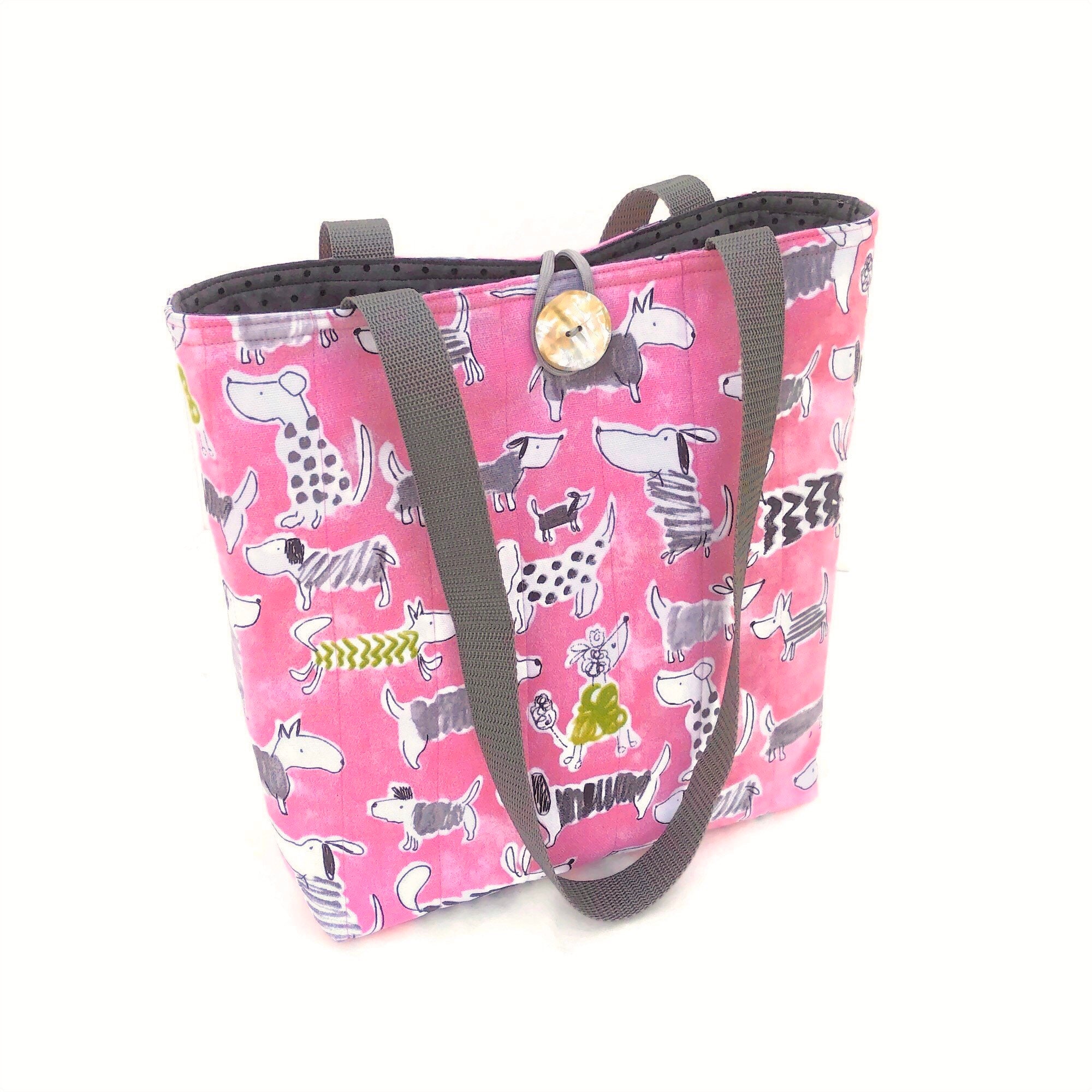 Pink cloth handbag with dogs Spring bags purses Quilted Etsy
