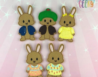 Rabbit Family finger puppet set - Embroidery Design