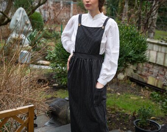 Black and White Pinafore / Long Pinafore / Stylish Dress