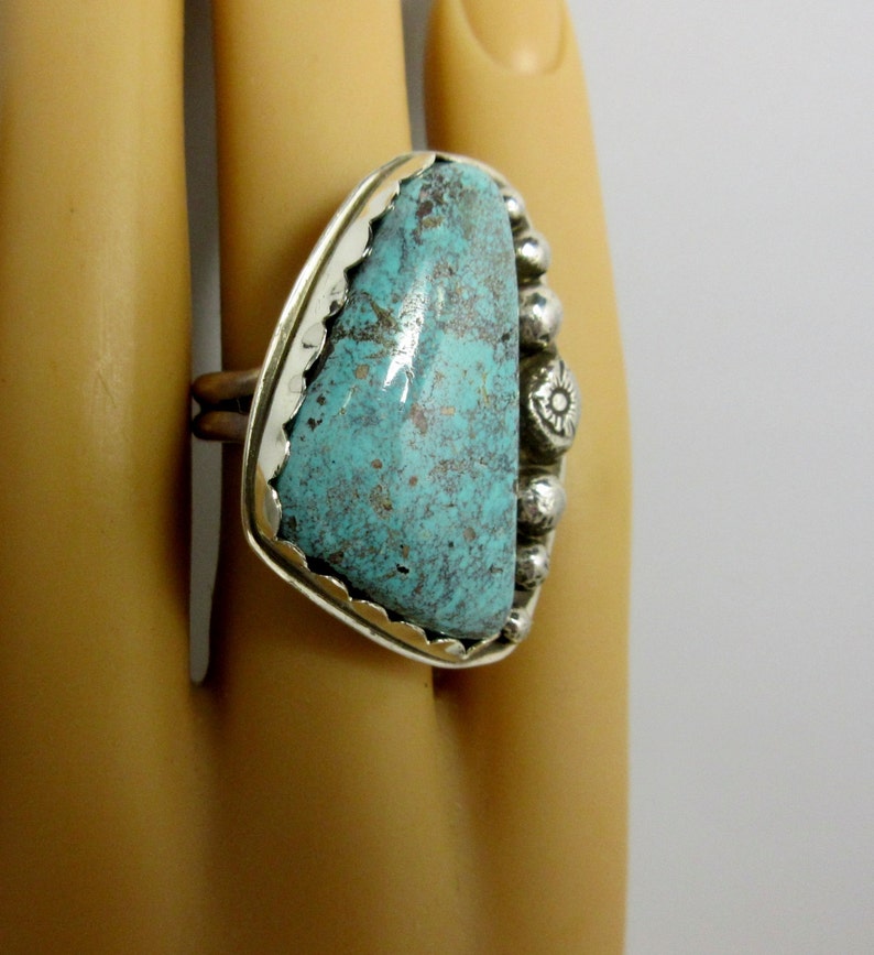 Bisbee Cabochon Handmade Ring Arizona Turquoise Boho Ring Sterling Silver Bisbee Turquoise Ring Size 12 Silver Ring Southwest Ring