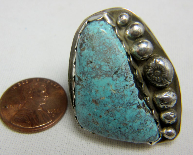 Bisbee Cabochon Handmade Ring Arizona Turquoise Boho Ring Sterling Silver Bisbee Turquoise Ring Size 12 Silver Ring Southwest Ring