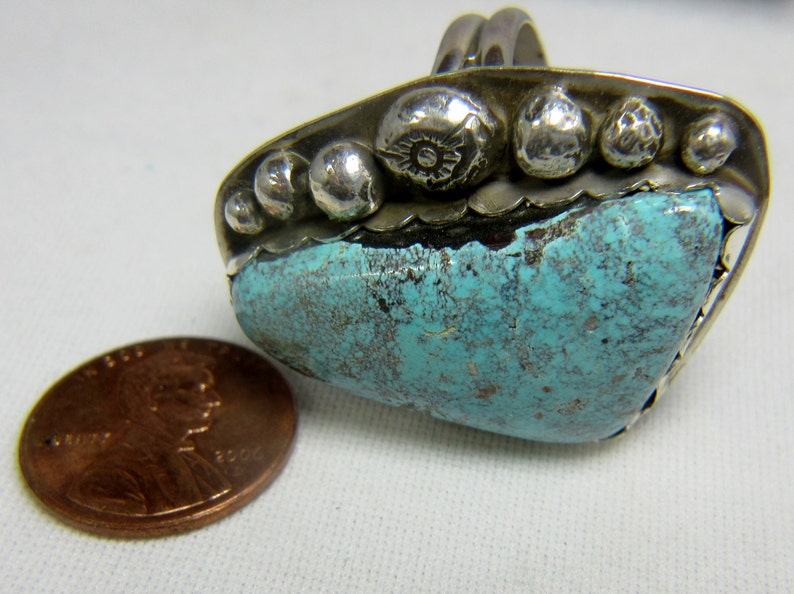 Bisbee Cabochon Handmade Ring Arizona Turquoise Boho Ring Sterling Silver Bisbee Turquoise Ring Size 12 Silver Ring Southwest Ring