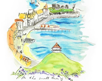 Signed and Titled Fine Art Print "In the Small Town of Aberystwyth..." from an original artwork by Sian Bowman