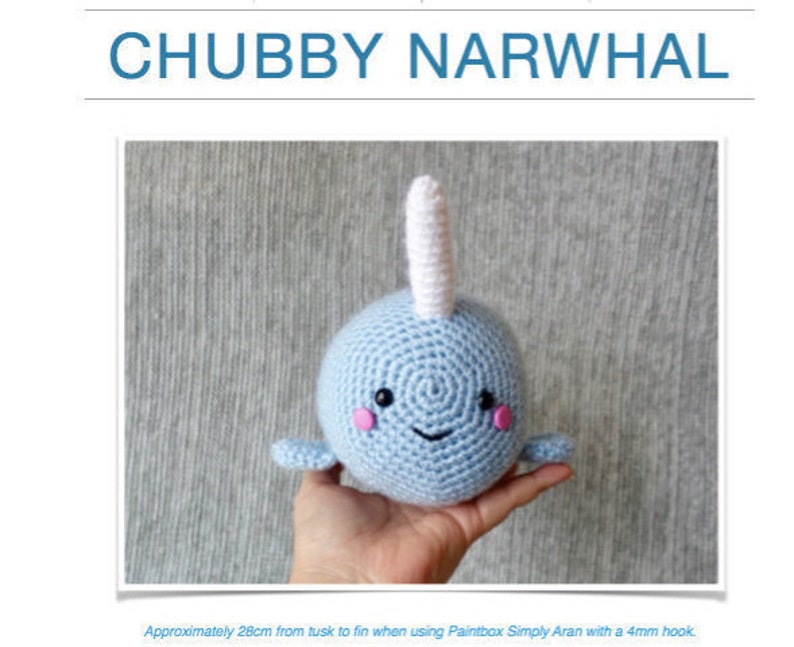 Pattern: Chubby Narwhal/Whale Digital PDF File image 1