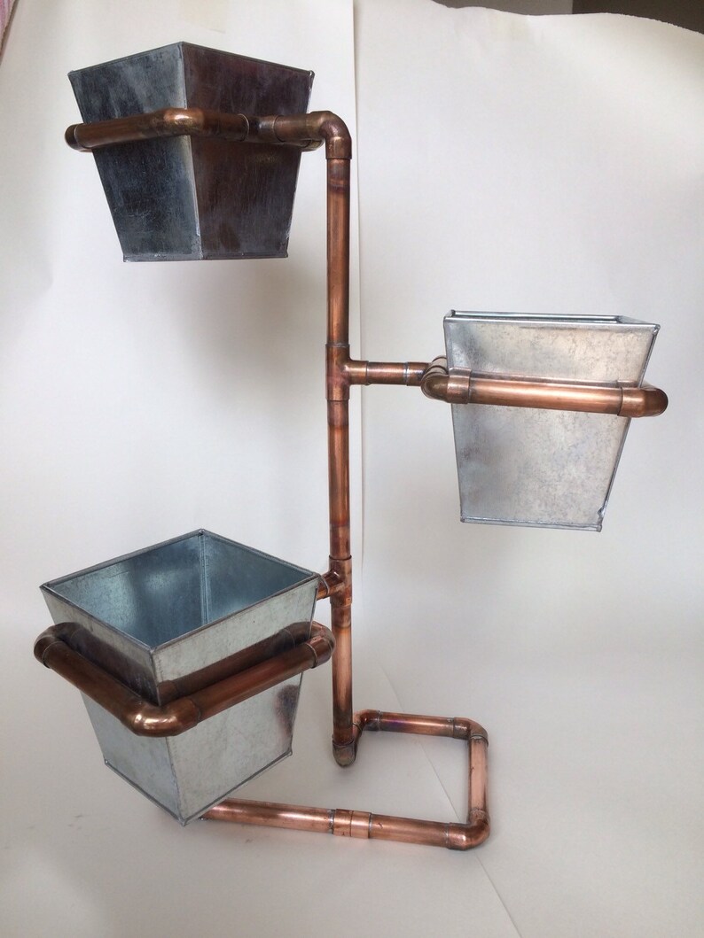 3 Pot plant holder Copper pipe Galvinised Steel. Etsy