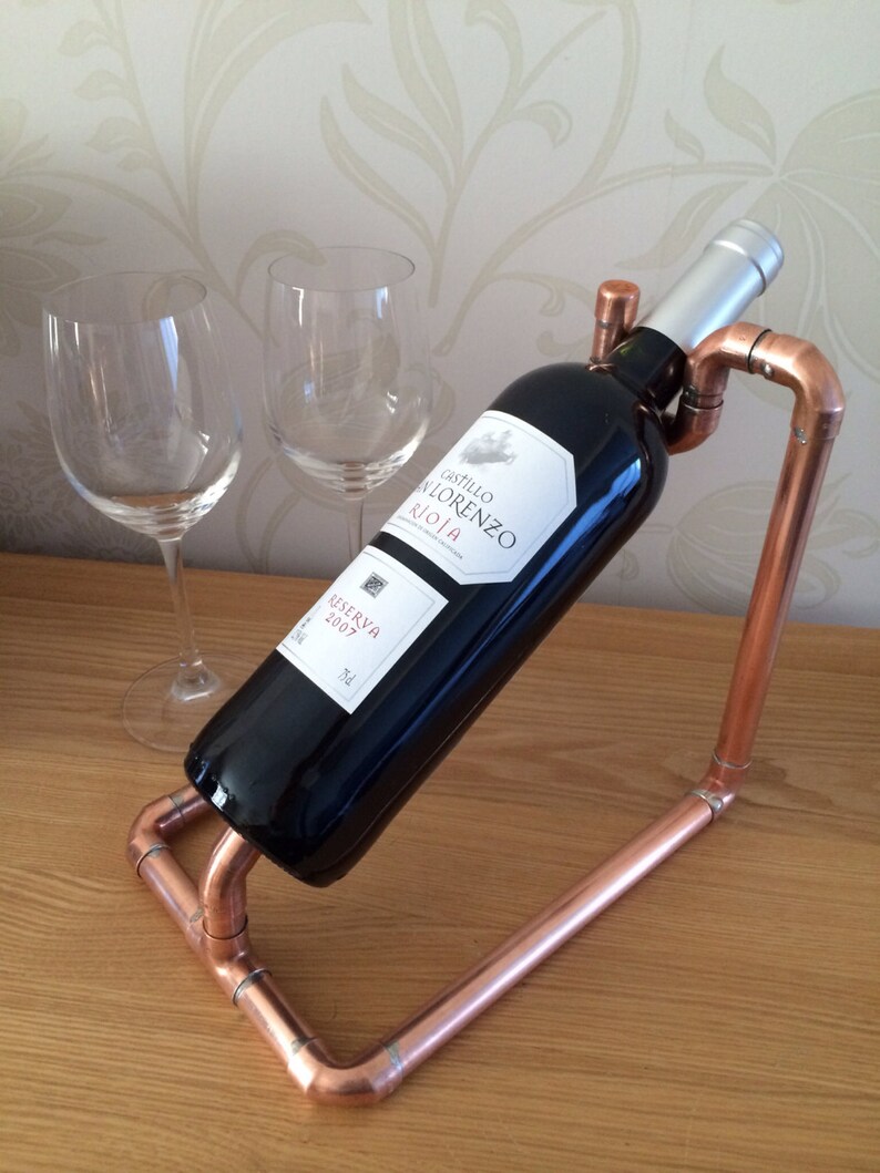 Copper pipe Wine bottle holder Etsy
