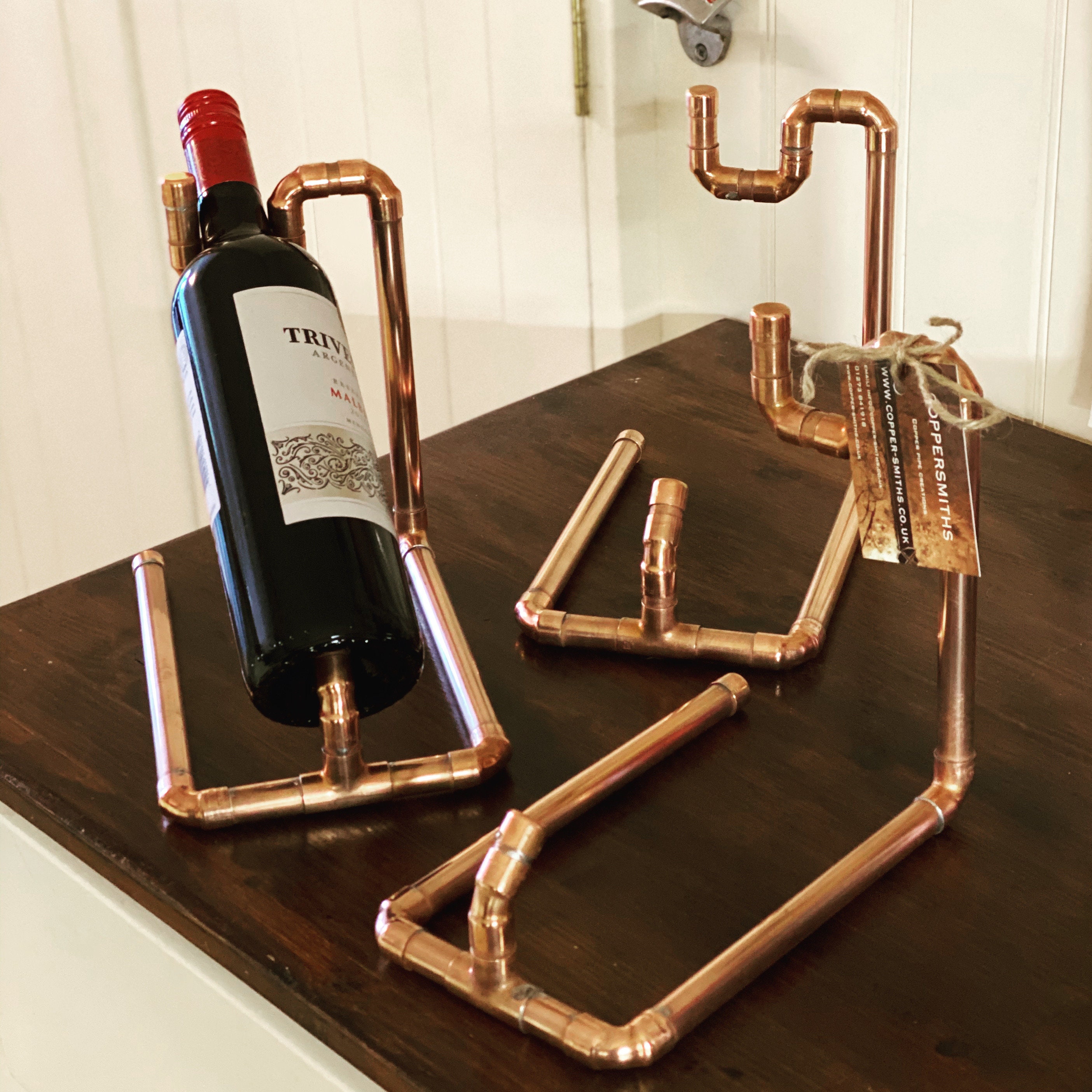 Copper pipe Wine bottle holder Etsy
