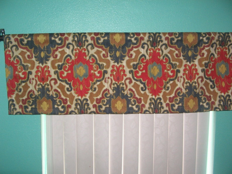Gold Red Navy Blue Damask Window curtain Valance 54x15 Etsy