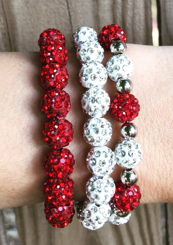 Shamballa Beaded Stretchy Bracelets Oklahoma Team Spirit | Etsy