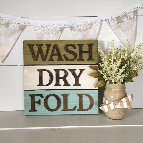 Rustic Wash Dry Fold Sign, Laundry Room Decor, Laundry Decor, wash dry fold sign, Laundry sign, laundry room sign, wash dry fold decor