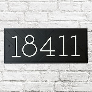 Modern House Numbers - Contemporary Address Sign - Horizontal House Number Plaque