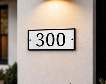Classic Address Sign — Horizontal Outdoor House Number Plaque with 3 inch Numbers