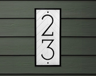 Modern House Numbers - Address Sign Vertical Plaque