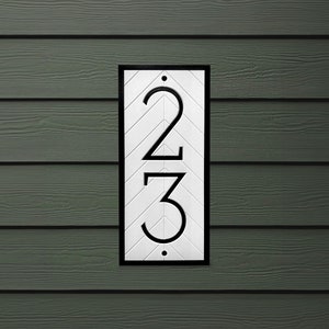 Modern House Numbers - Address Sign Vertical Plaque