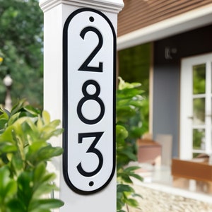 Modern House Numbers - Contemporary Address Sign for Mailbox - Vertical House Number Plaque 3.5"W - Mailbox Post Sign