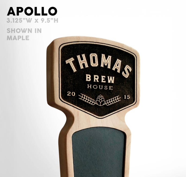 Poignée de robinet à bière personnalisée : 12 modèles différents en bois dur Apollo