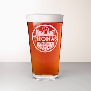 Custom Beer Glass, Engraved Pint Glass - Cascade