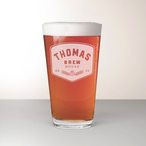 Custom Beer Glass, Engraved Pint Glass - Apollo