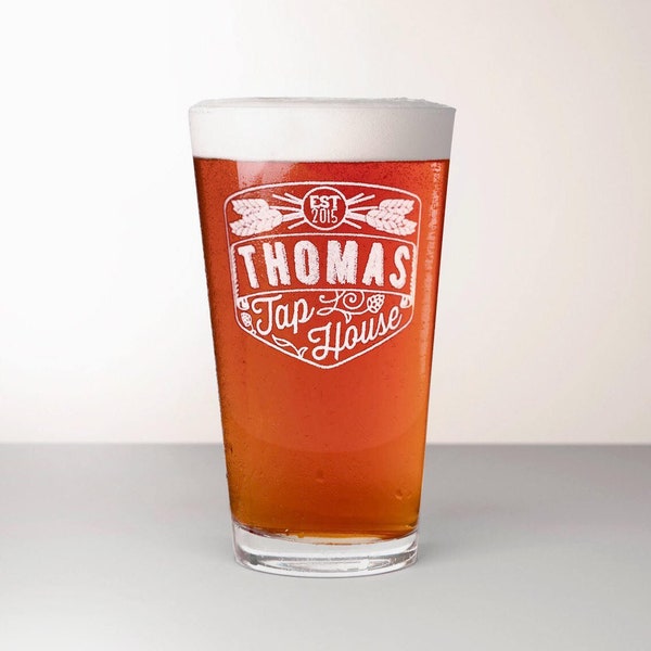 Custom Beer Glass, Engraved Pint Glass - Azacca