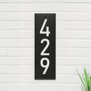 Modern House Number Sign: Vertical Outdoor Plaque in Black