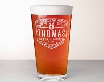 Custom Beer Glass, Engraved Pint Glass - Citra
