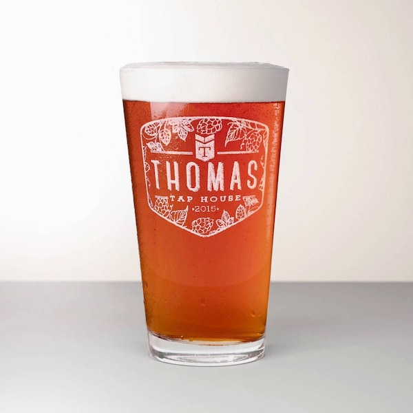 Custom Beer Glass, Engraved Pint Glass - Citra