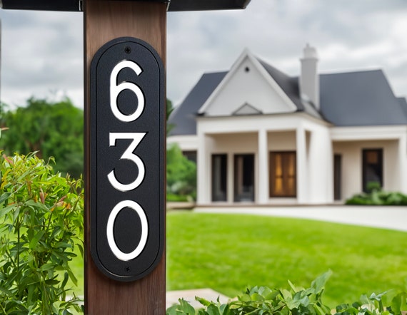 Mailbox Sign - Black Vertical Address Plaque