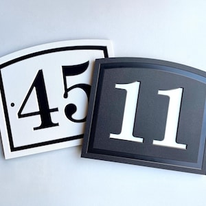 House Number Sign with Arched Profile: Horizontal Outdoor Plaque in Black image 4