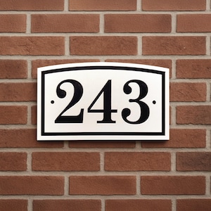 House Number Sign with Arched Profile: Horizontal Outdoor Plaque