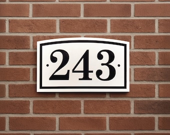 House Number Sign with Arched Profile: Horizontal Outdoor Plaque