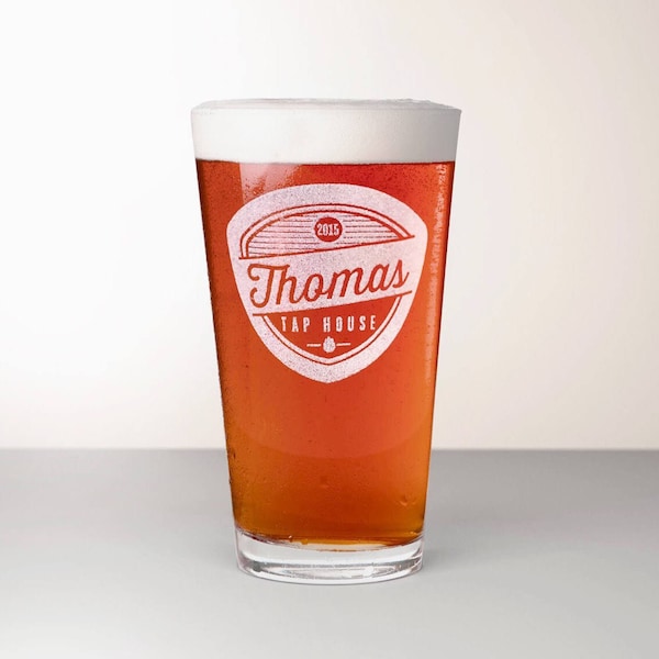 Vaso de Cerveza Personalizado, Vaso de Pinta Grabado - Amarillo