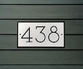 House Number Sign with Herringbone Pattern: Horizontal Outdoor Plaque