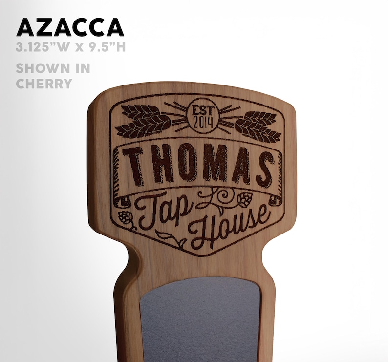 Poignée de robinet à bière personnalisée : 12 modèles différents en bois dur Azacca