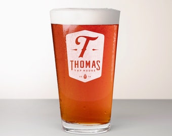 Custom Beer Glass, Engraved Pint Glass - Bravo