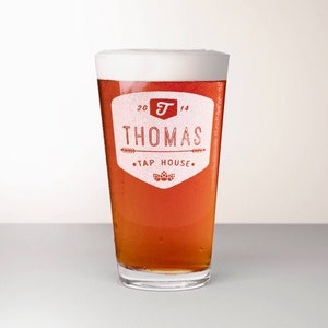 Custom Beer Glass, Engraved Pint Glass - Chinook