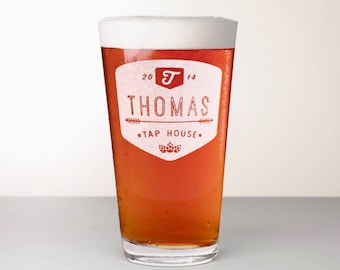 Custom Beer Glass, Engraved Pint Glass - Chinook