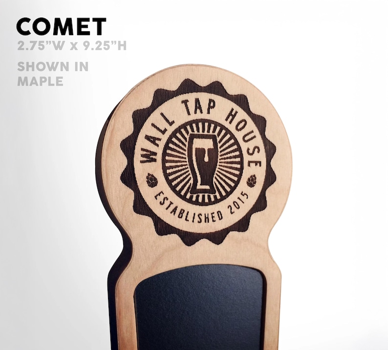 Poignée de robinet à bière personnalisée : 12 modèles différents en bois dur Comet