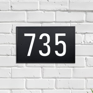 Modern House Number Sign: Horizontal Outdoor Plaque in Black