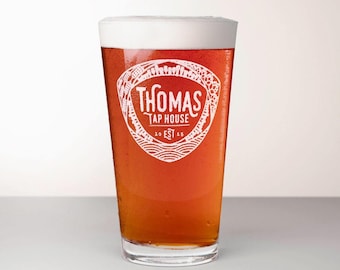 Custom Beer Glass, Engraved Pint Glass - Mosaic