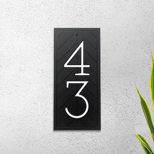 Modern House Numbers - Address Sign Vertical Plaque