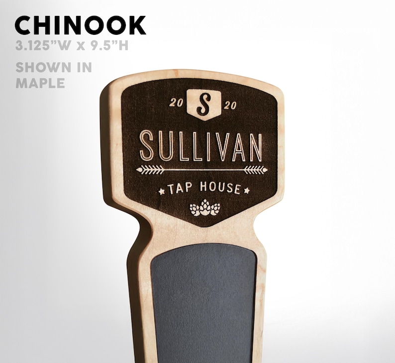 Poignée de robinet à bière personnalisée : 12 modèles différents en bois dur Chinook