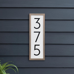Framed Modern House Number Sign: Vertical Outdoor Plaque