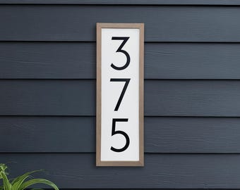 House Number Sign: Framed Vertical Outdoor Plaque