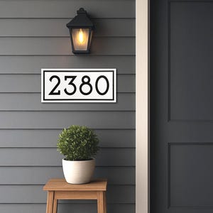 Letrero con número de casa y borde: placa horizontal para exteriores